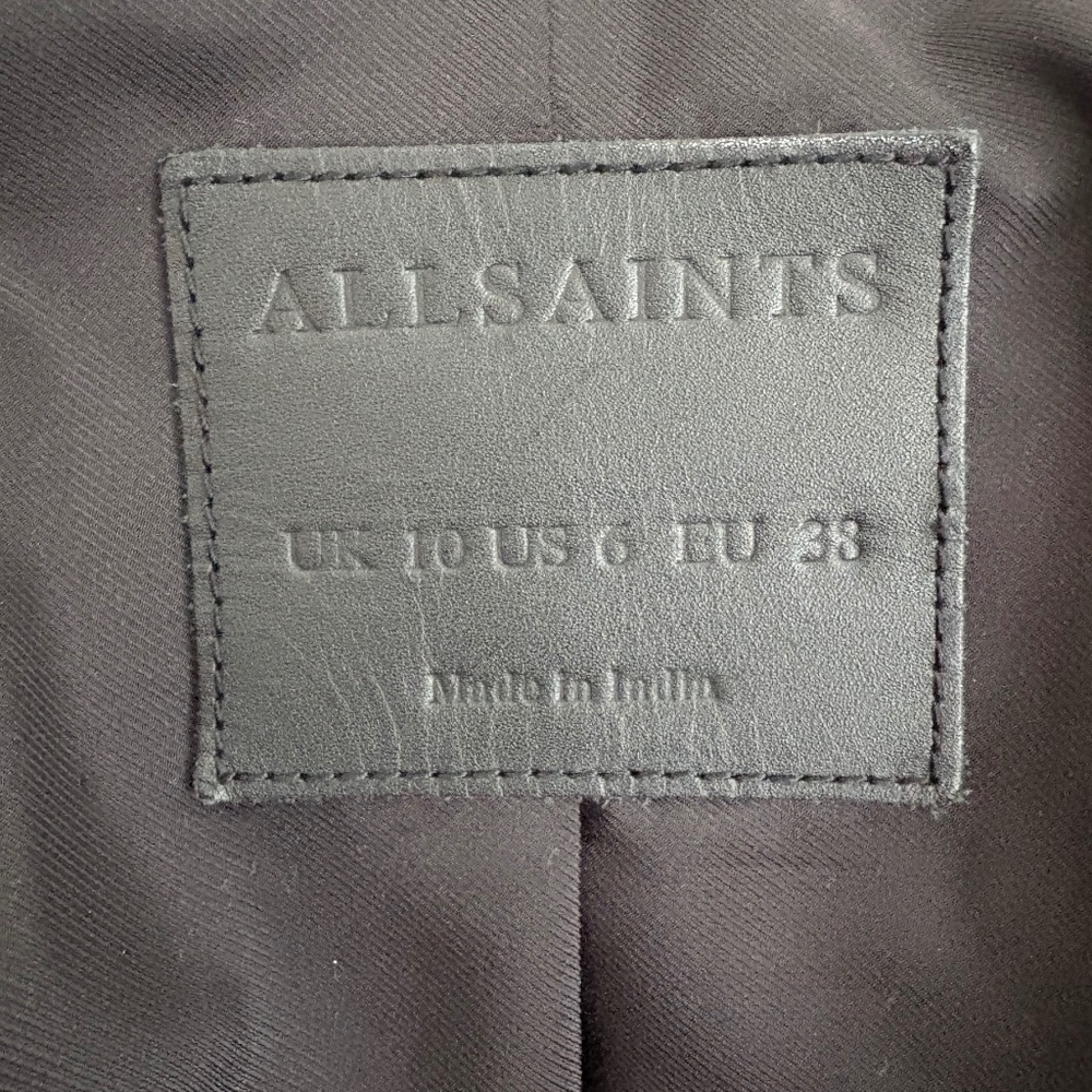 All Saints Dalby Leather Biker Jacket Gold Hardware - Picture 4 of 9